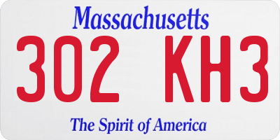 MA license plate 302KH3