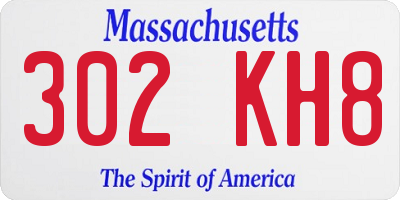 MA license plate 302KH8