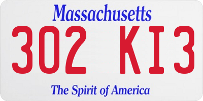 MA license plate 302KI3
