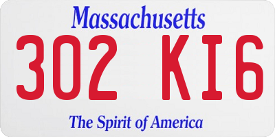 MA license plate 302KI6