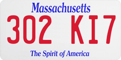 MA license plate 302KI7
