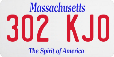 MA license plate 302KJ0