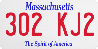 MA license plate 302KJ2