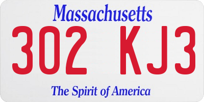 MA license plate 302KJ3