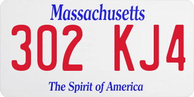 MA license plate 302KJ4