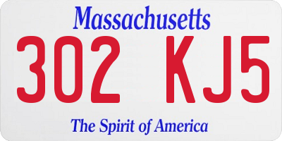 MA license plate 302KJ5
