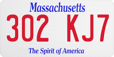 MA license plate 302KJ7