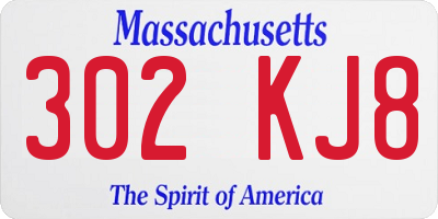 MA license plate 302KJ8