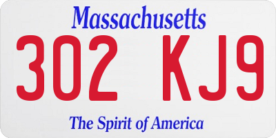 MA license plate 302KJ9