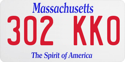 MA license plate 302KK0