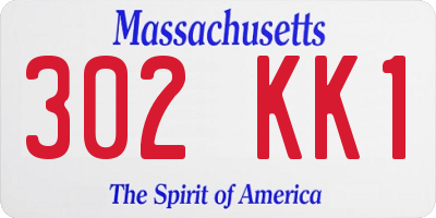 MA license plate 302KK1