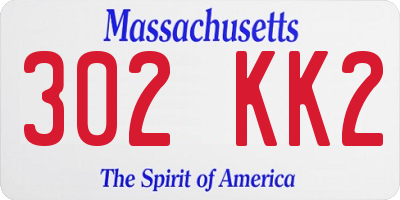 MA license plate 302KK2
