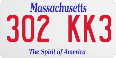 MA license plate 302KK3