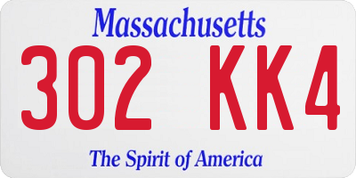 MA license plate 302KK4