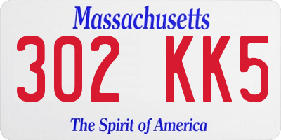 MA license plate 302KK5