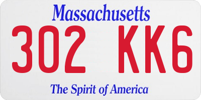 MA license plate 302KK6