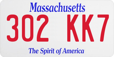 MA license plate 302KK7