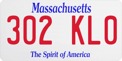 MA license plate 302KL0