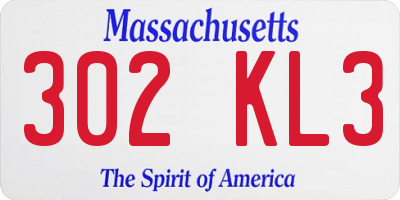 MA license plate 302KL3