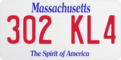 MA license plate 302KL4