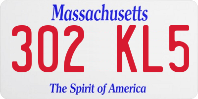MA license plate 302KL5