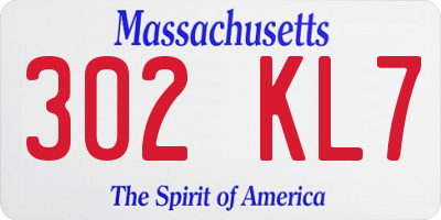 MA license plate 302KL7