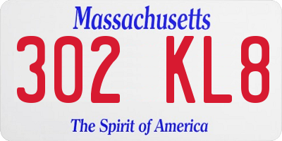 MA license plate 302KL8