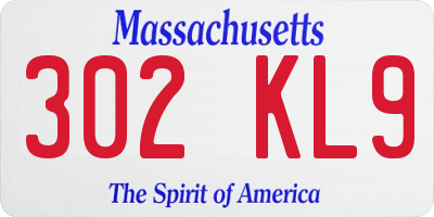 MA license plate 302KL9