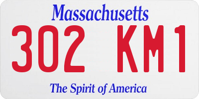 MA license plate 302KM1