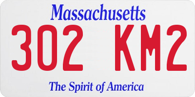 MA license plate 302KM2