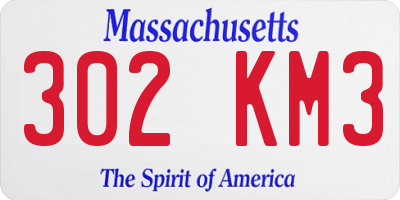 MA license plate 302KM3