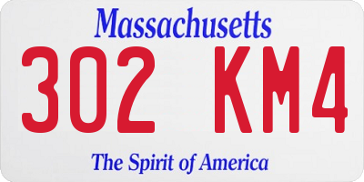 MA license plate 302KM4