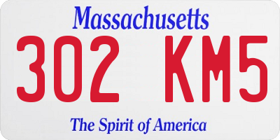 MA license plate 302KM5