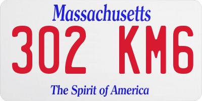 MA license plate 302KM6