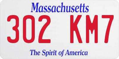 MA license plate 302KM7