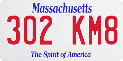 MA license plate 302KM8