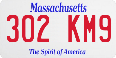 MA license plate 302KM9