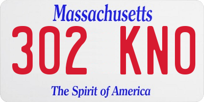 MA license plate 302KN0