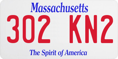 MA license plate 302KN2