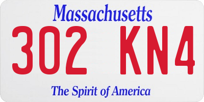 MA license plate 302KN4