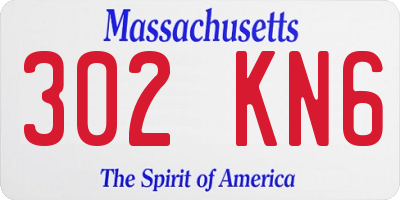 MA license plate 302KN6