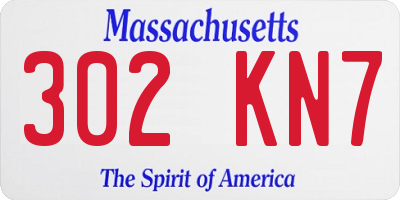 MA license plate 302KN7