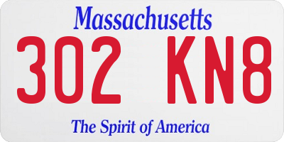MA license plate 302KN8
