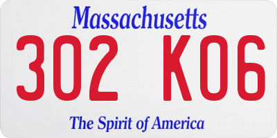MA license plate 302KO6