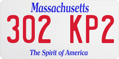 MA license plate 302KP2