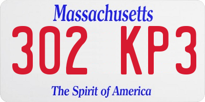 MA license plate 302KP3