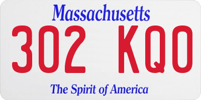 MA license plate 302KQ0
