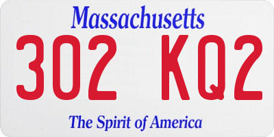 MA license plate 302KQ2