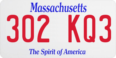 MA license plate 302KQ3