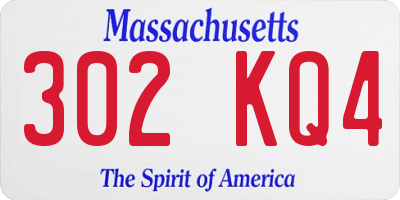 MA license plate 302KQ4